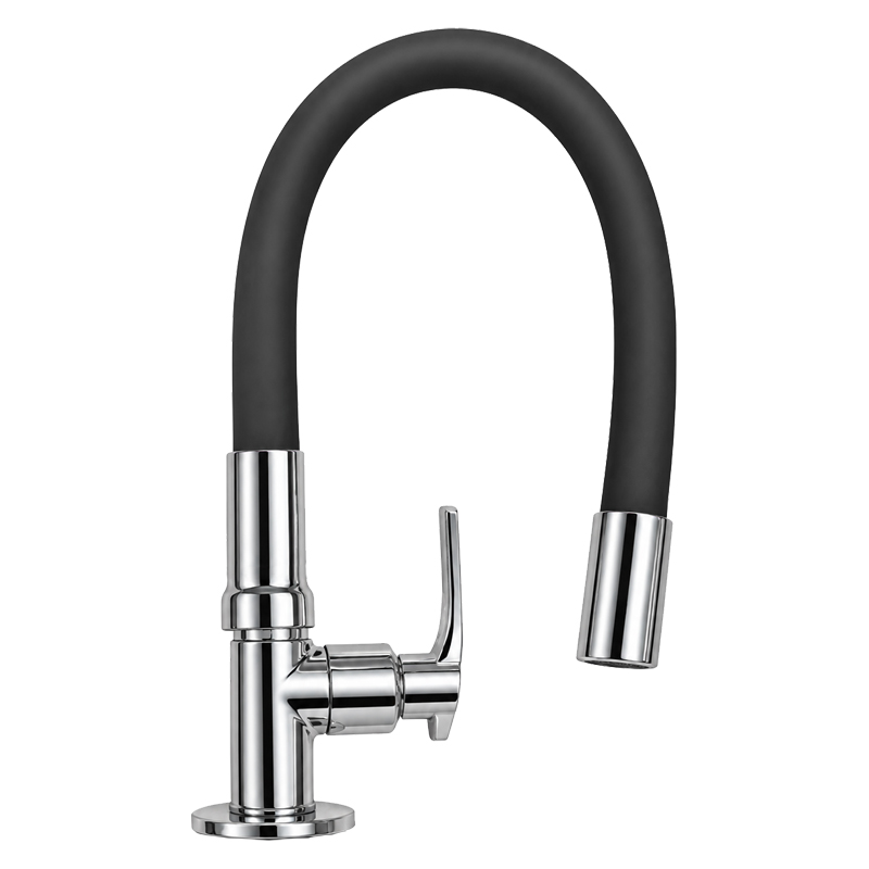 Grifería de Cocina para Mesón Pico Flexible con Duchador Negro 28cm Vitta