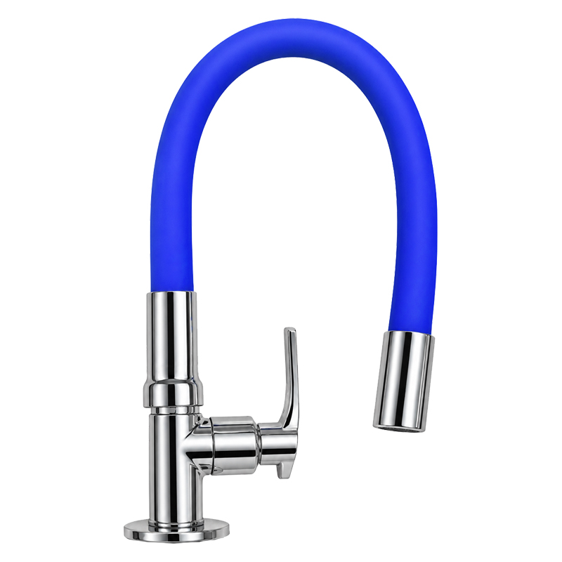 Grifería de Cocina para Mesón Pico Flexible con Duchador Azul 28cm Vitta