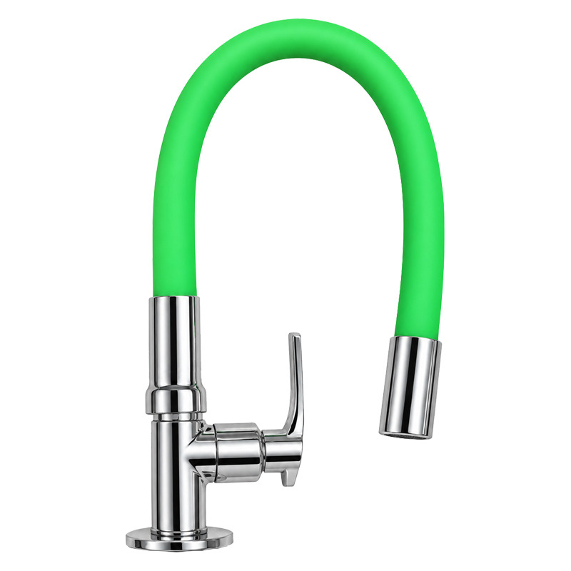 Grifería de Cocina para Mesón Pico Flexible con Duchador Verde 28cm Vitta