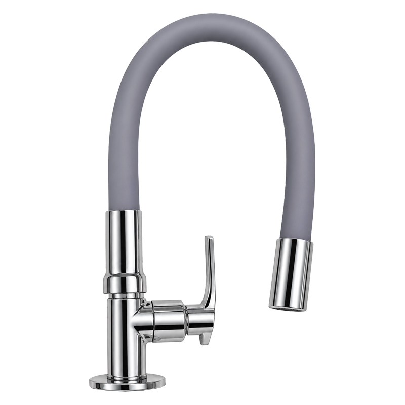 Grifería de Cocina para Mesón Pico Flexible con Duchador Gris 28cm Vitta