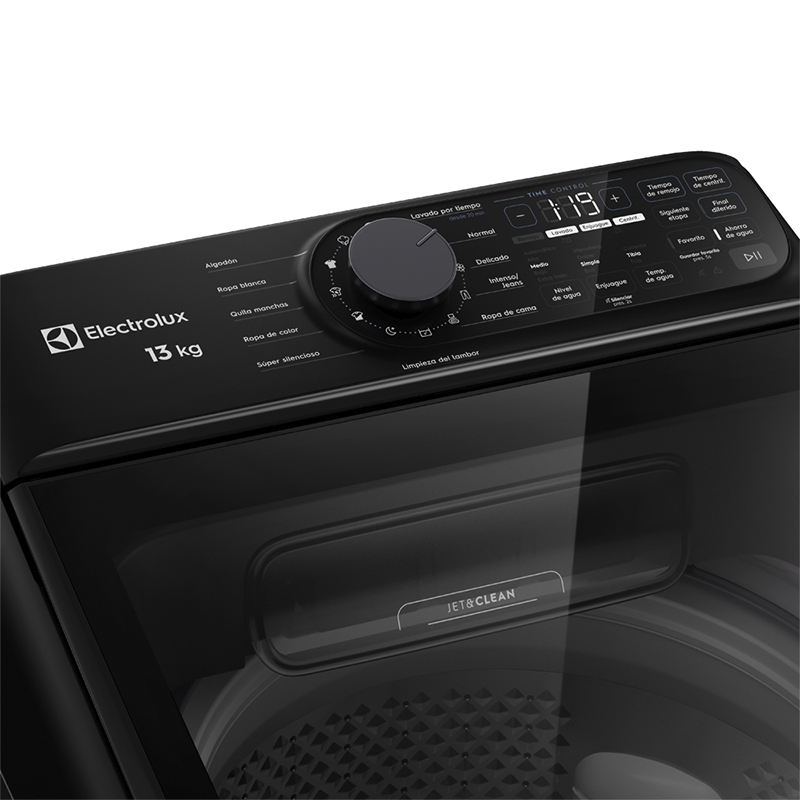 Lavadora Carga Superior 13kg Jet&Clean Negra Electrolux 