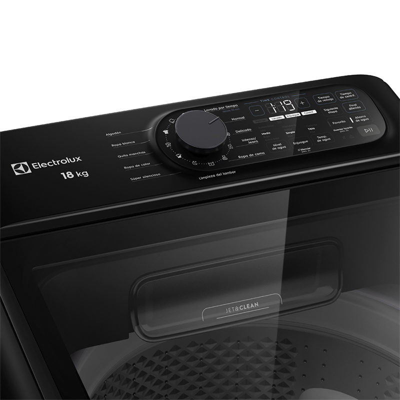 Lavadora Carga Superior 18kg Jet&Clean Negra Electrolux 