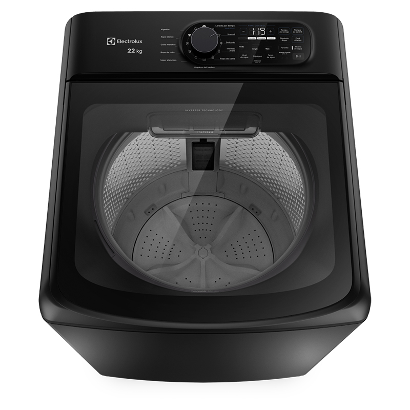 Lavadora Carga Superior 22kg Jet&Clean Negra Electrolux