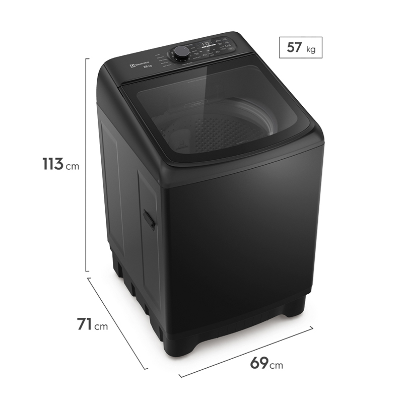 Lavadora Carga Superior 22kg Jet&Clean Negra Electrolux