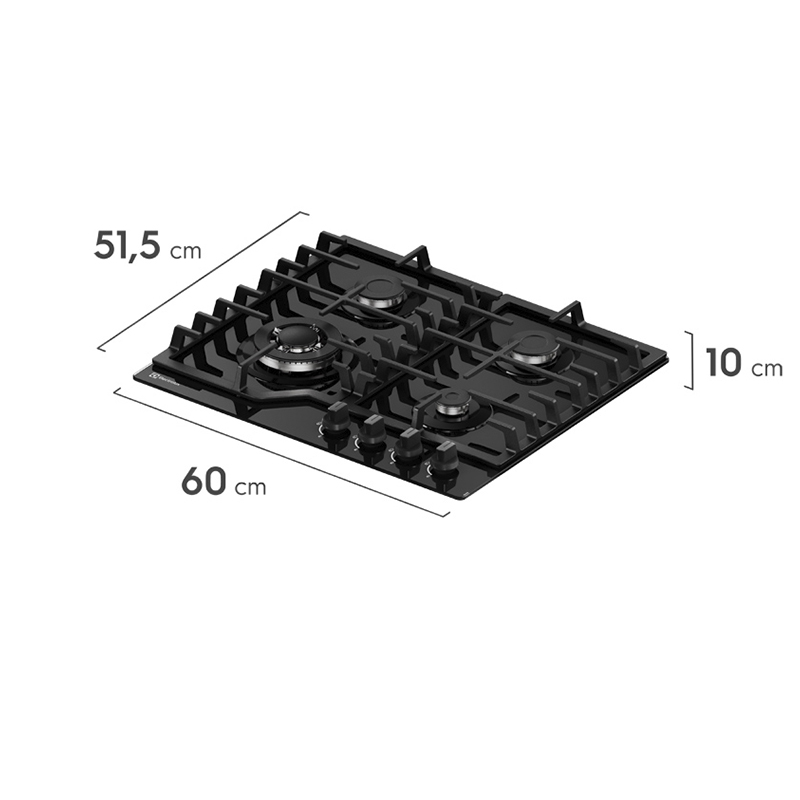 Cocina a Gas con 4 Quemadores 60cm Black Electrolux 