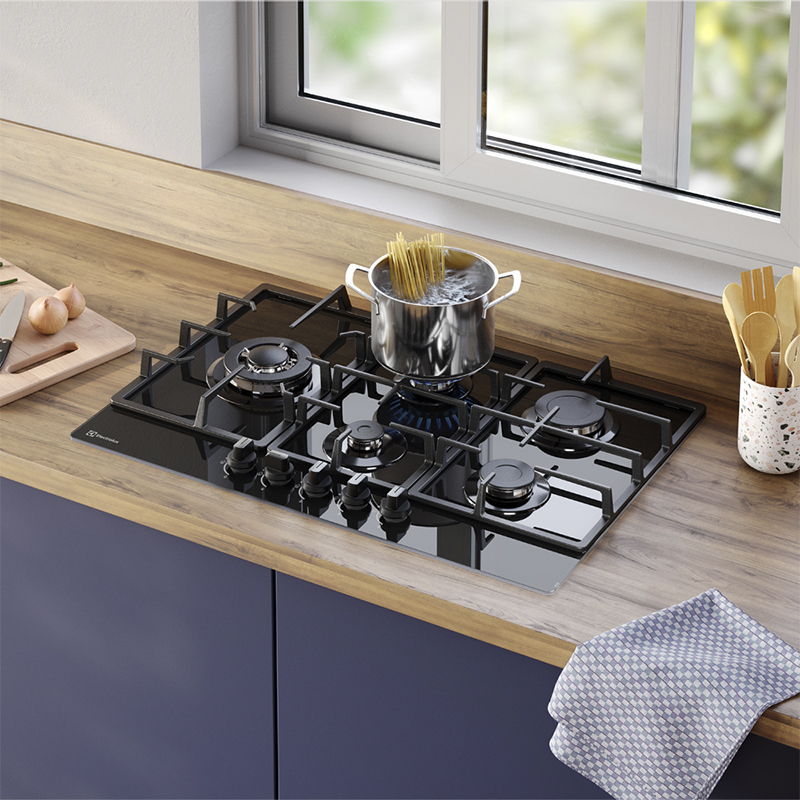 Cocina a Gas con 5 Quemadores 75cm Black Electrolux 
