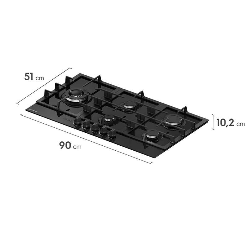 Cocina a Gas con 5 Quemadores 90cm Black Electrolux