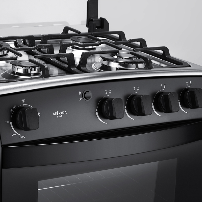 Cocina a Gas Mérida Black Quarzo de 24" Indurama