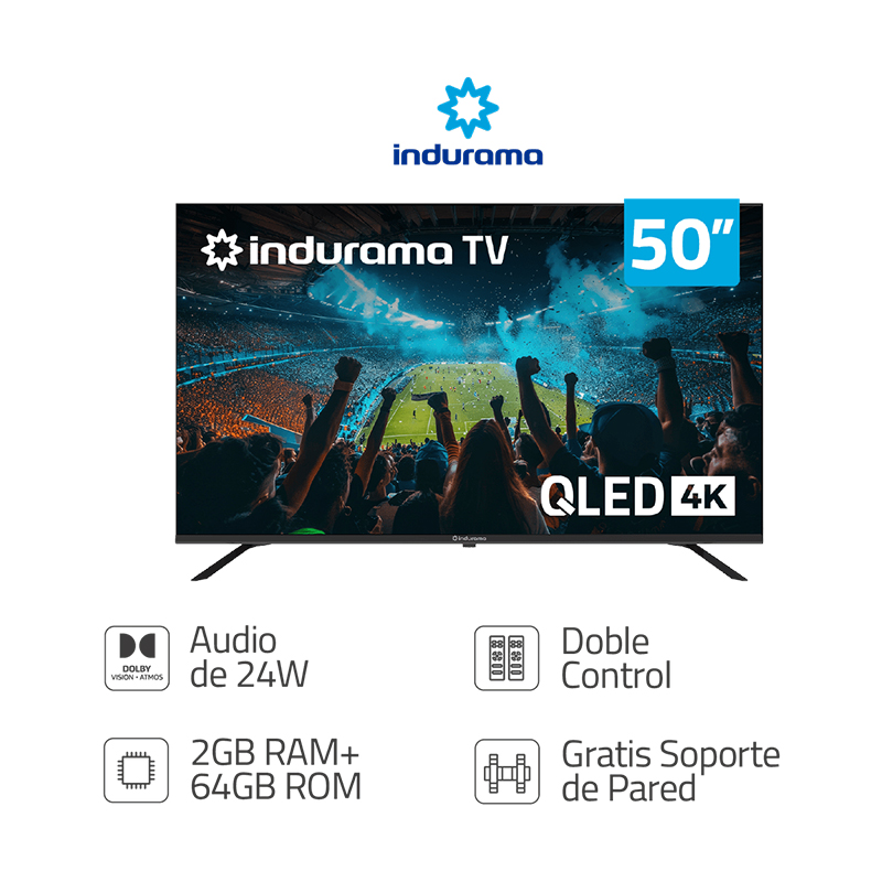 Televisor 50TIKJ1UHDQLED de 50" QLED 4K con Google TV 5.0 Indurama