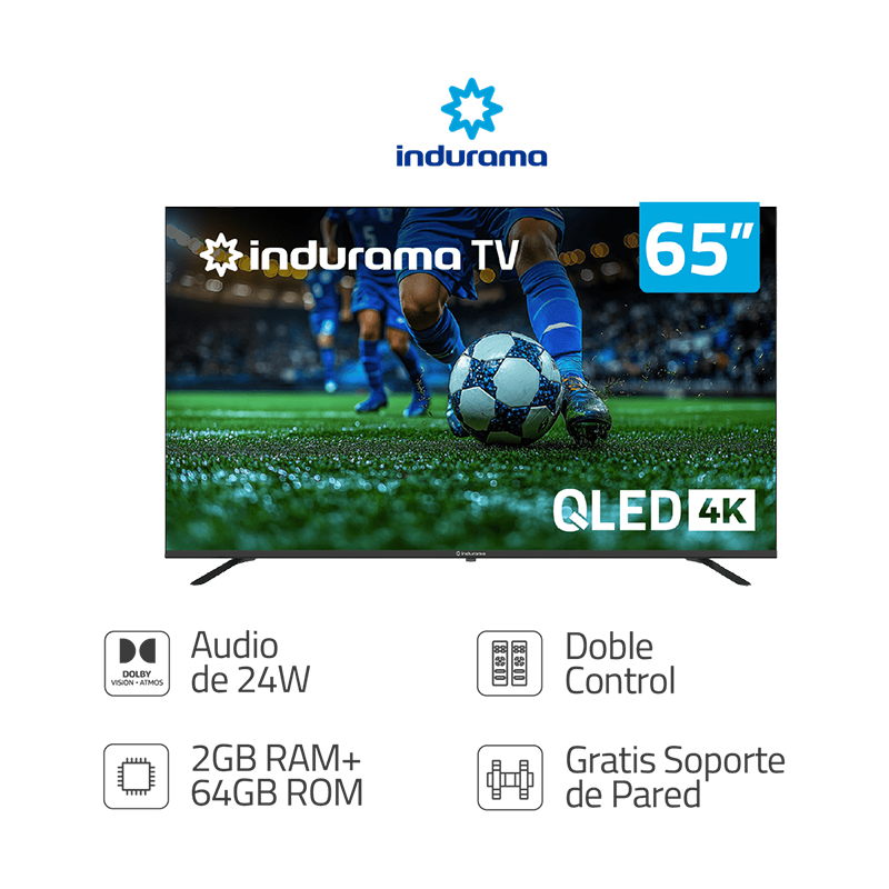 Televisor 65TIKJ1UHDQLED de 65" QLED 4K con Google TV 5.0 Indurama