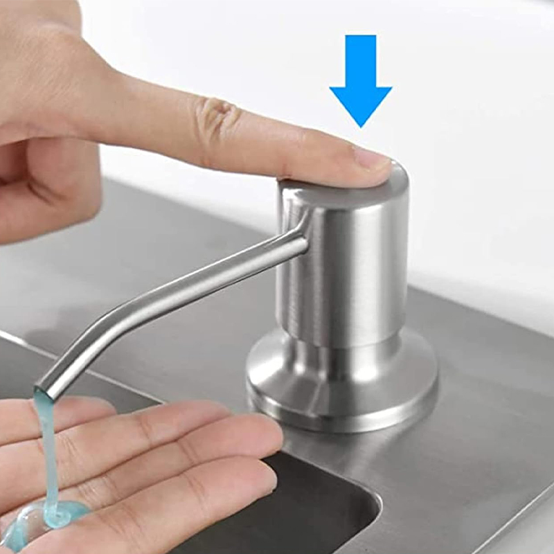 Dispensador de Jabón Líquido Vertical para Mesón de Acero Inoxidable de Un Servicio