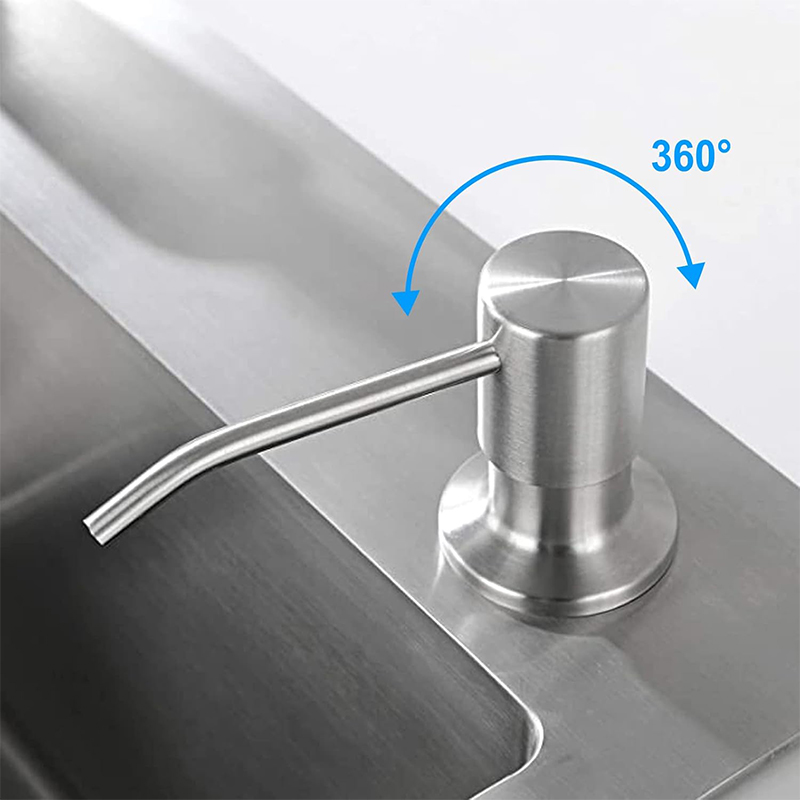 Dispensador de Jabón Líquido Vertical para Mesón de Acero Inoxidable de Un Servicio