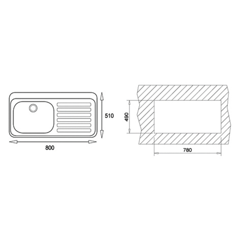 Fregadero para Empotrar 80 x 51 de Acero Inoxidable Teka