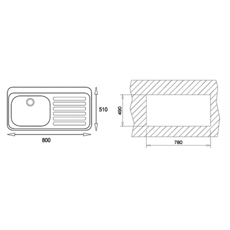 Fregadero de 1  Pozo con  Escurridor de Acero Inoxidable Teka