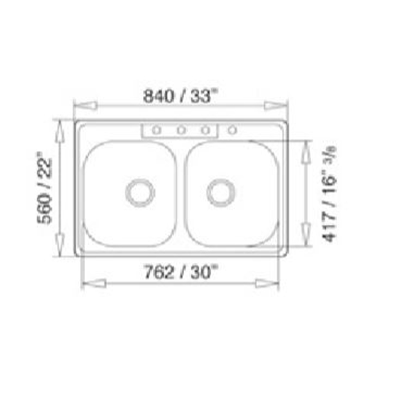 Lavadero de Empotrar 84 x 55 de 2 Pozos de Acero Inoxidable Teka