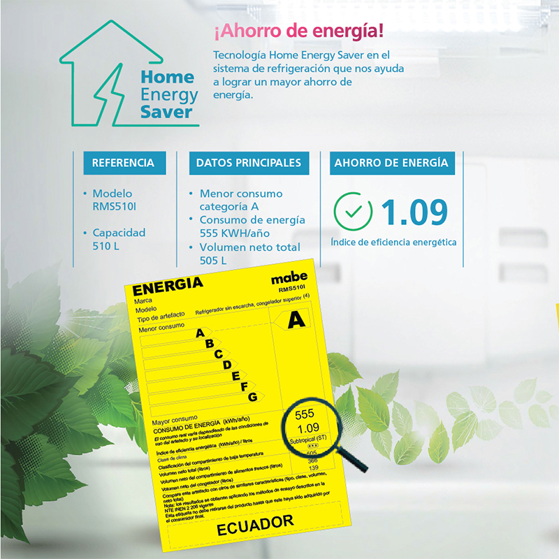 Refrigerador de 510 Litros con Dispensador de Agua Mabe