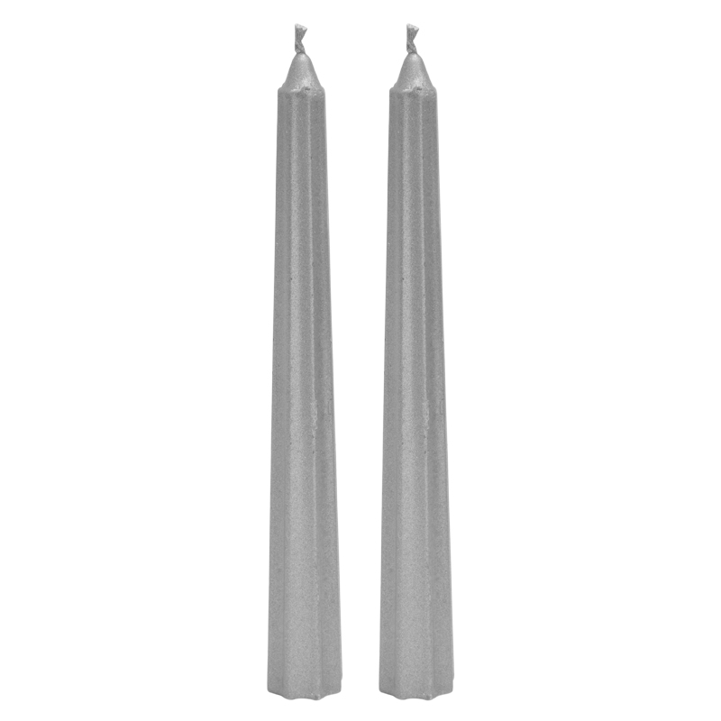 Velas Plateadas Octogonales 2 Piezas