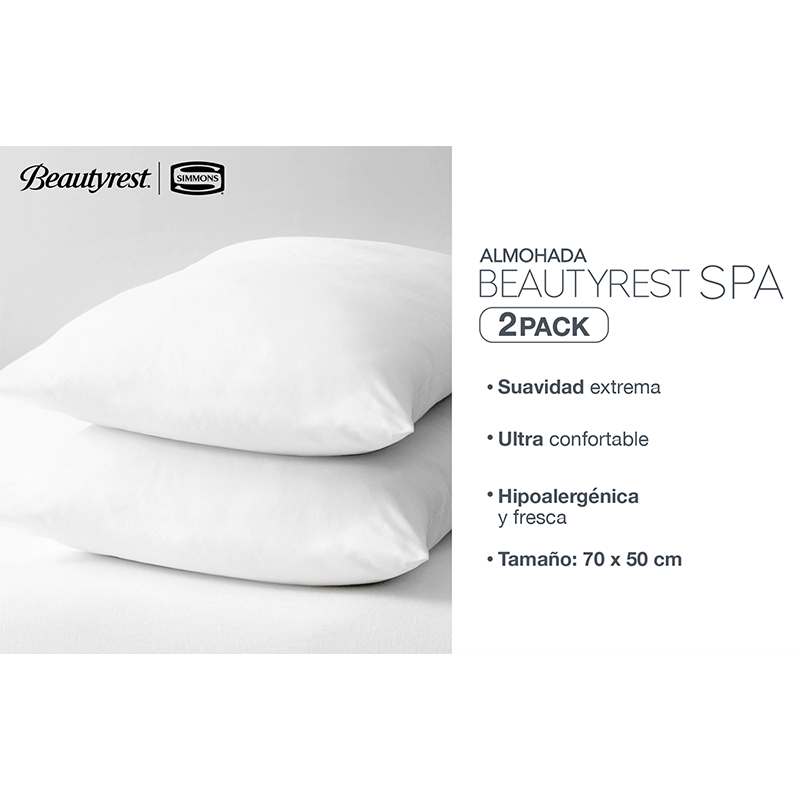 Almohada Spa de 70x50cm Beautyrest Set de 2 Unidades