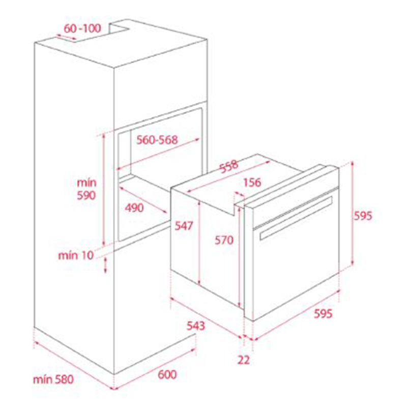 Horno Empotrable a Gas de 4 Funciones de 59.5x59.5cm Teka
