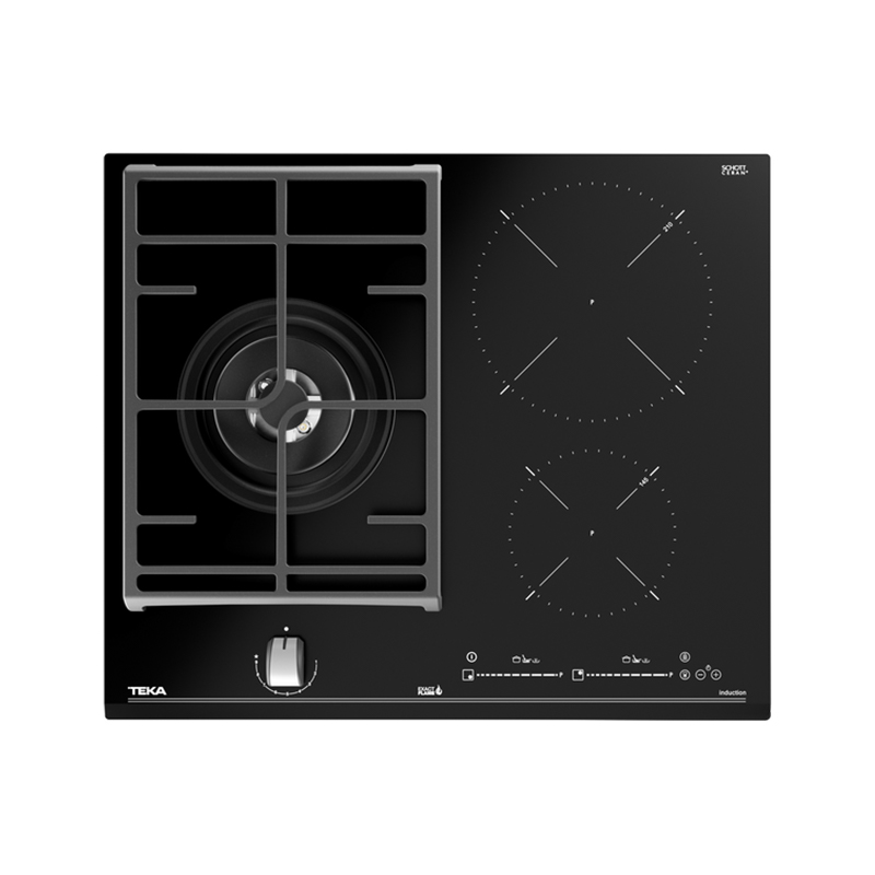 Cocina Mixta con 1 Quemador a Gas y 2 de Inducción Vitrocerámica de 51x60cm Teka