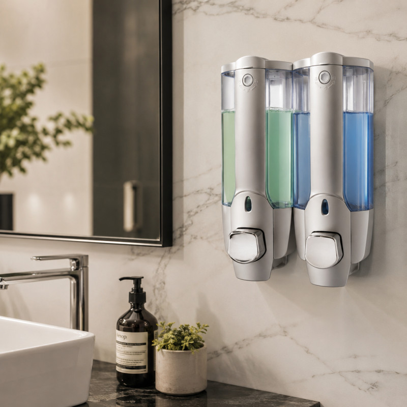 Dispensador de Jabón  Líquido Vertical con Laterales Transparente de Dos Servicios 760ML