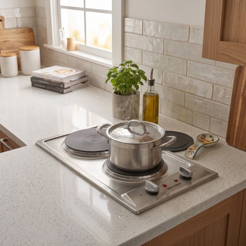 Cocina Eléctrica con 2 Quemadores de Acero Inoxidable de 29x50cm Mastermaid
