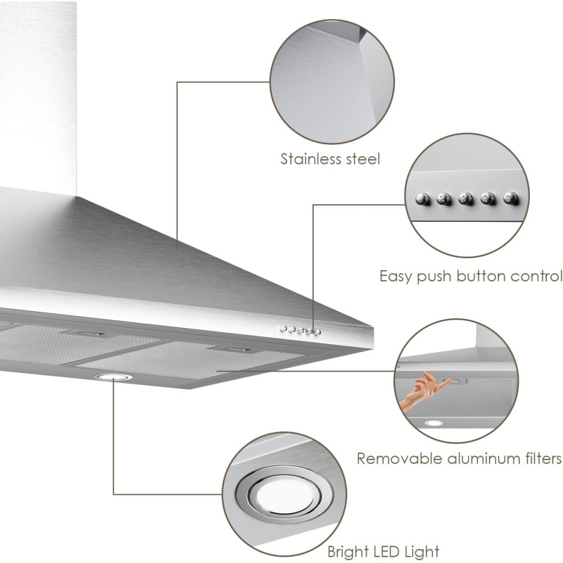 Campana Extractora Decorativa Inoxidable para Pared 60cm Mastermaid