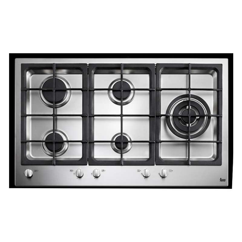 Cocina a Gas con 4 Quemadores + 1 Triple Llama de Acero Inoxidable de 87x52cm  Teka