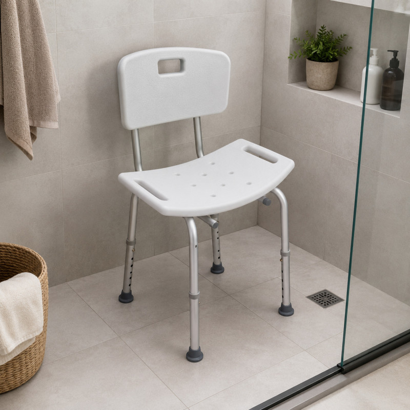 Silla para Ducha de Plástico y Aluminio