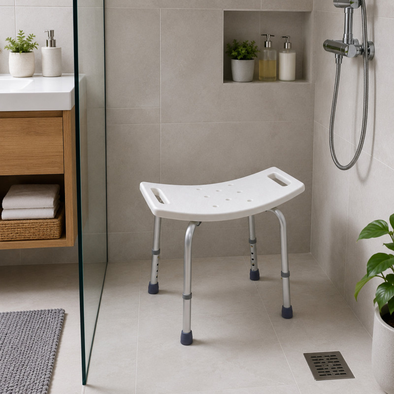 Banco para Ducha de Plástico y Aluminio