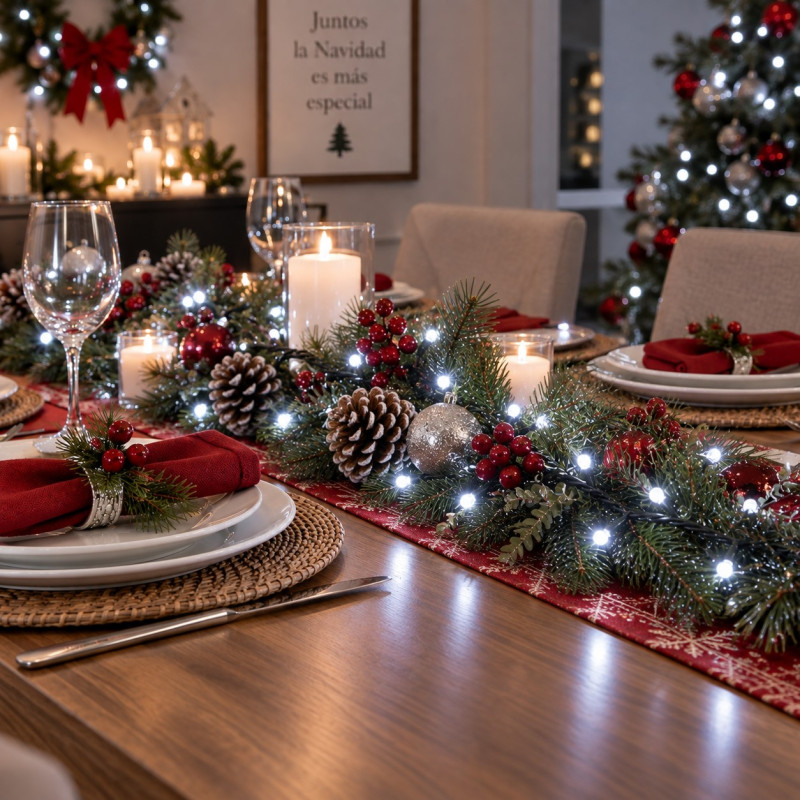 Luces de Navidad x100 Led 6m con Control Luz Blanca