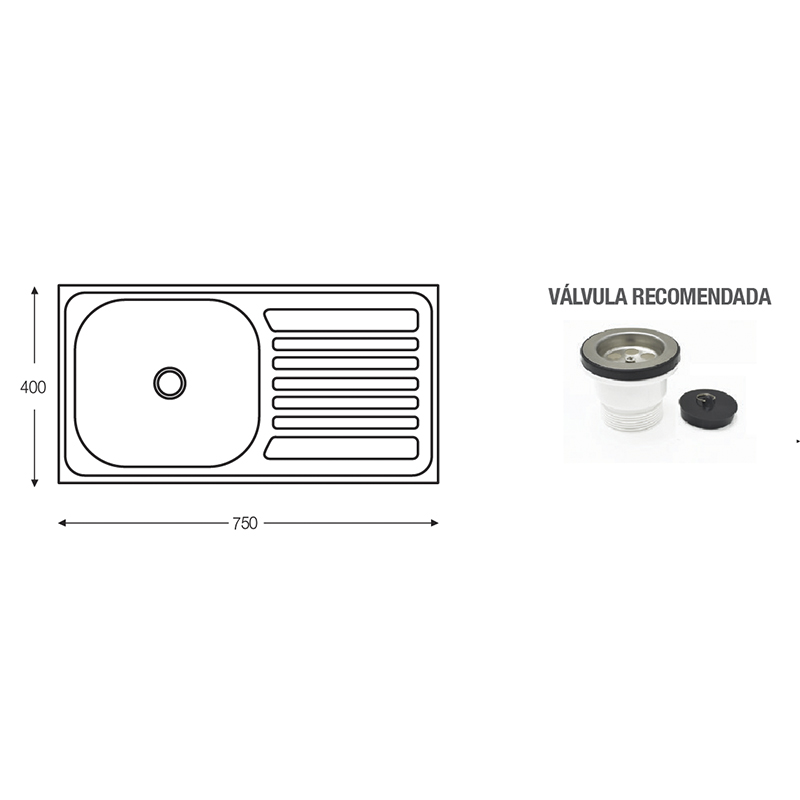 Lavadero de Sobreponer 75 x 40 de 1 Pozo con Escurridor Reversible de Acero Inoxidable Mastermaid