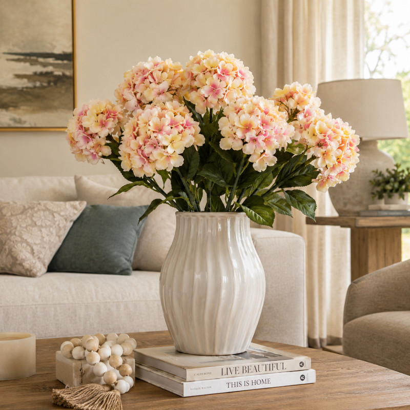 Flor Hortensia Grande Crema 88cm