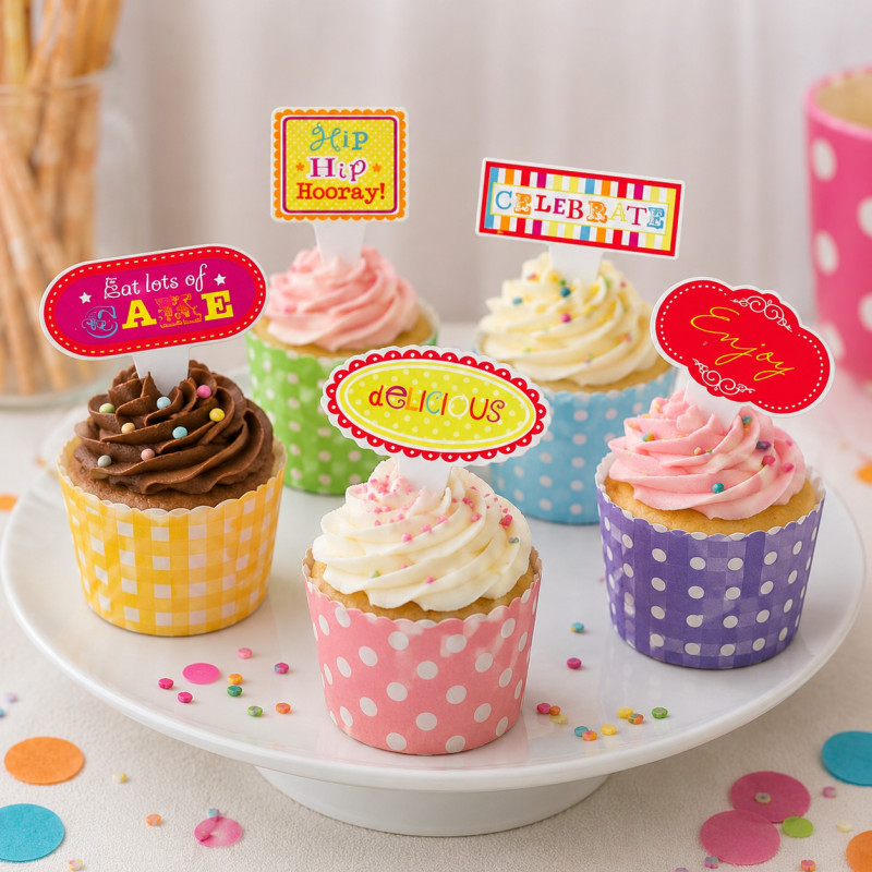 Letrero Hip Hip Horray para Cupcake en Set de 40 Piezas Daisy Darcy