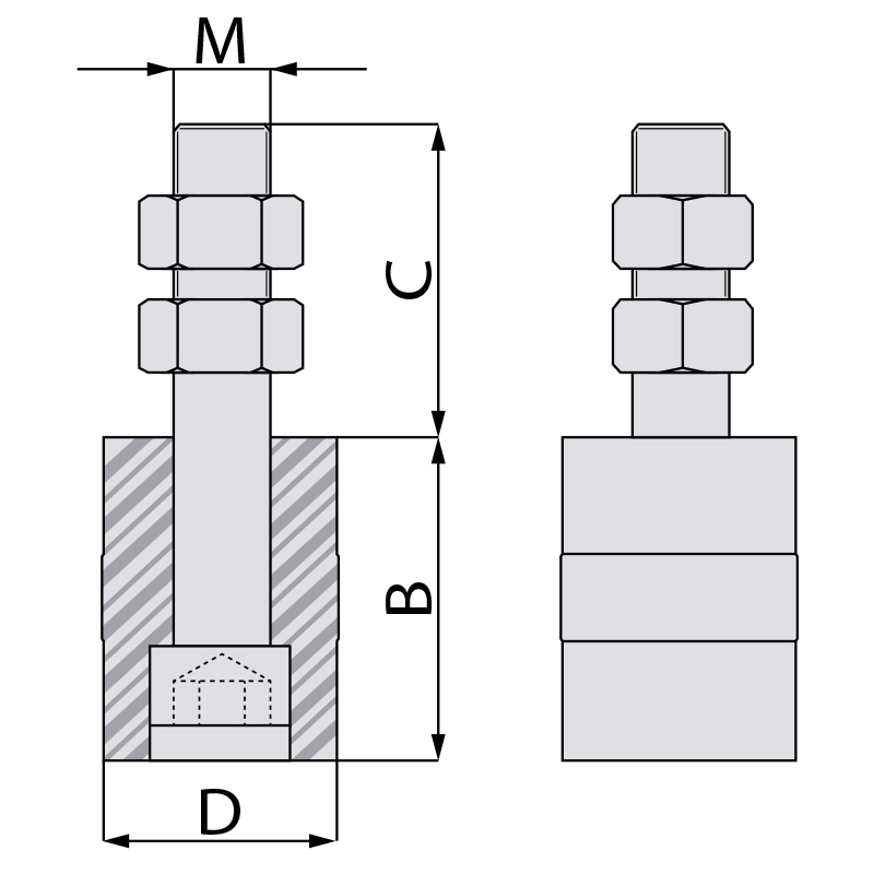 Bocín con Perno de Cabeza Hexagonal