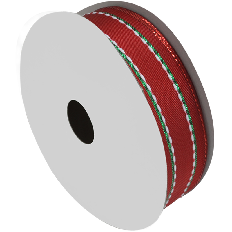 Cinta Navideña Roja con Lineas  1