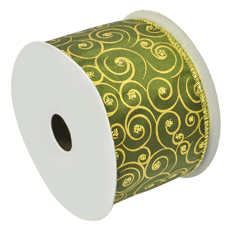 Cinta Navideña Verde Oro 2 1/2