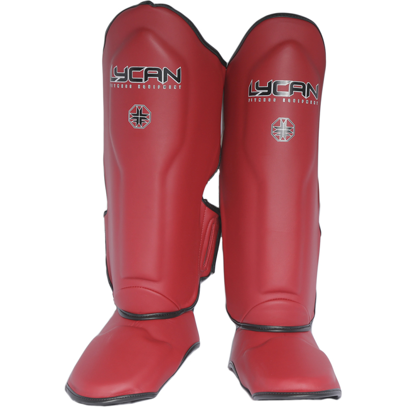 New Shin Guards Semi-Leather Red/Black. Talla M