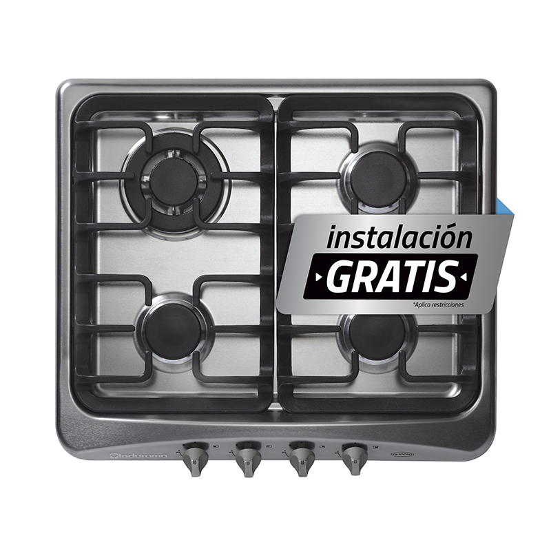 Cocina a Gas con 4 Quemadores Acero Inoxidable de 60X51cm Indurama