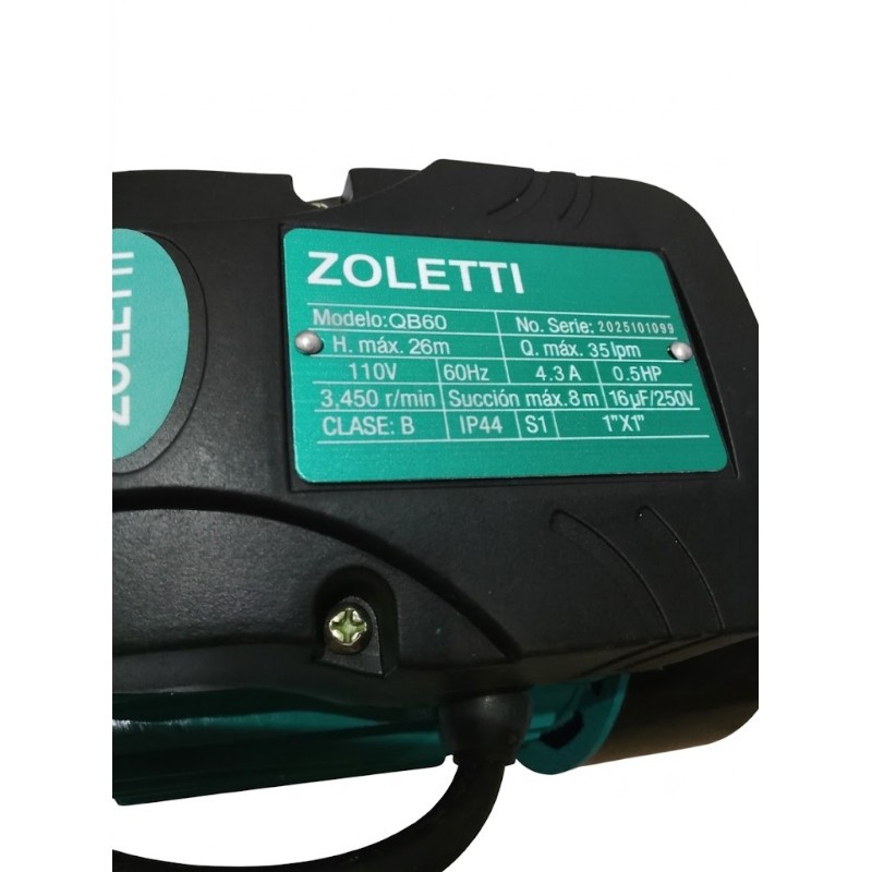 Bomba ½ HP ZOLETTI™ 1"x 1" 110V QB60