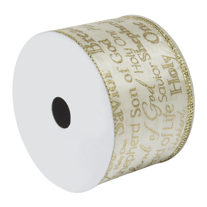 Cinta Navideña Surtida Oro  Beige 2 1/2