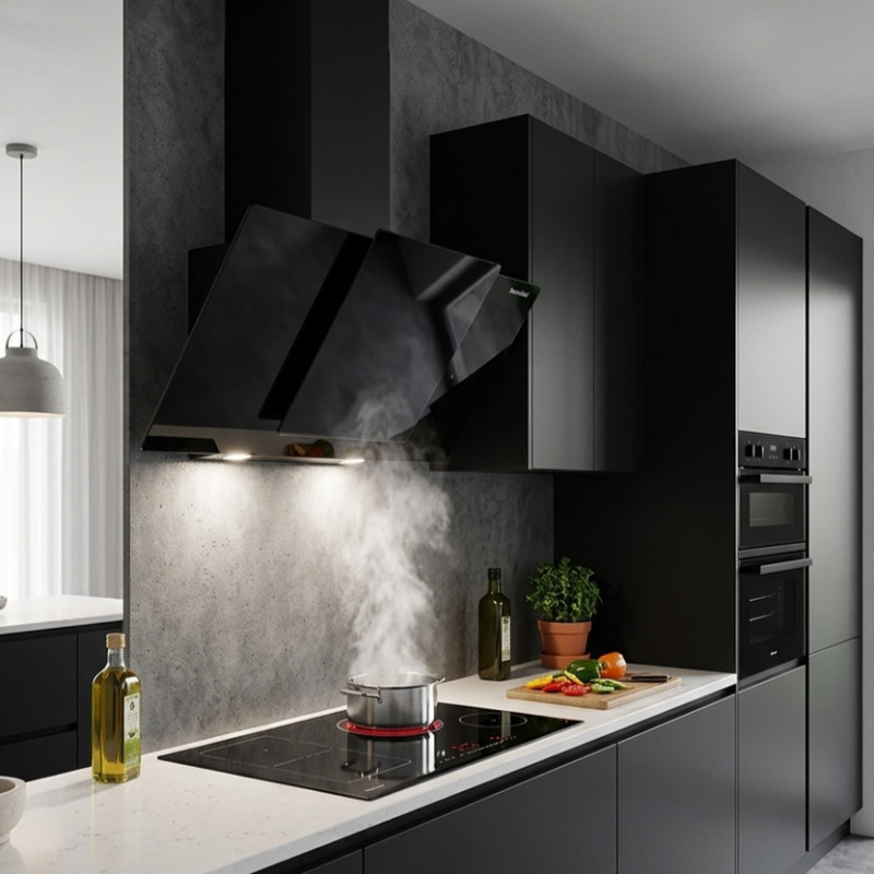 Campana Extractora Flat Touch Negra 90cm Mastermaid