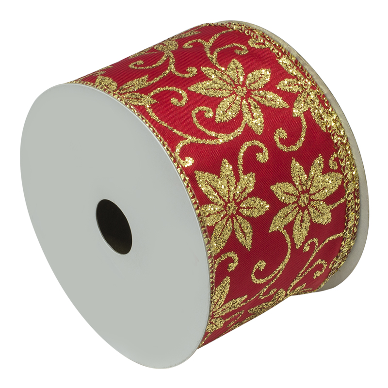 Cinta  Navideña Rojo     Oro   2 1/2