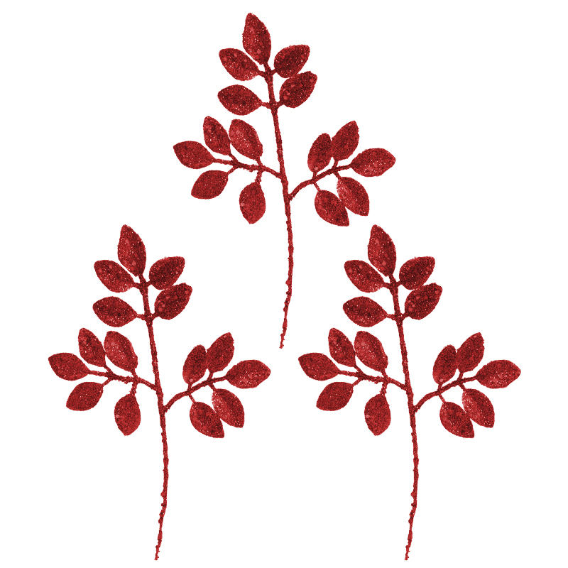 Ramas Escarchadas Rojo Set de 3 Piezas