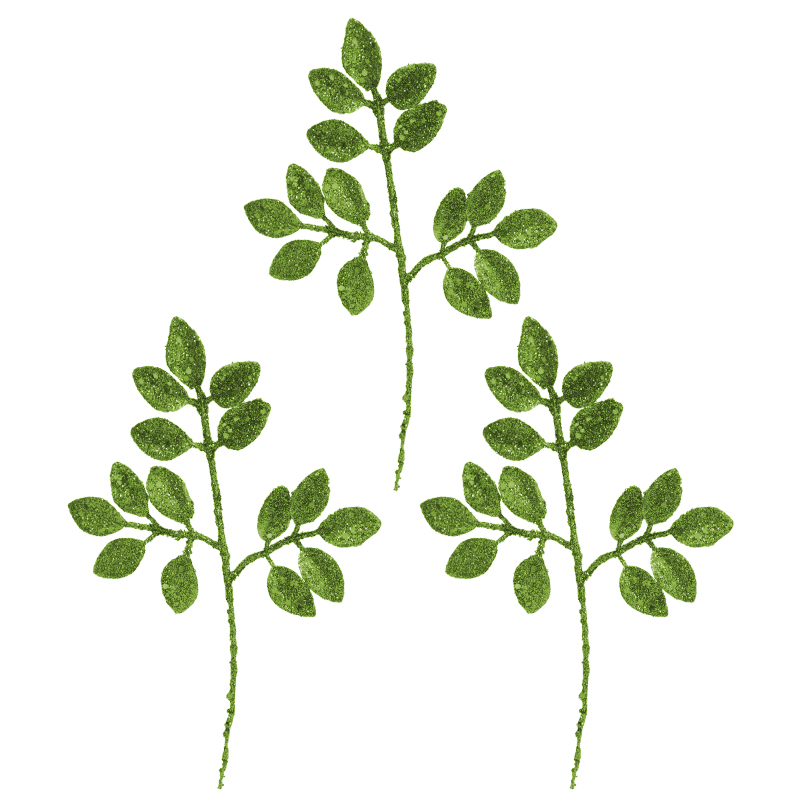 Ramas Escarchadas Verdes Set de 3 Piezas
