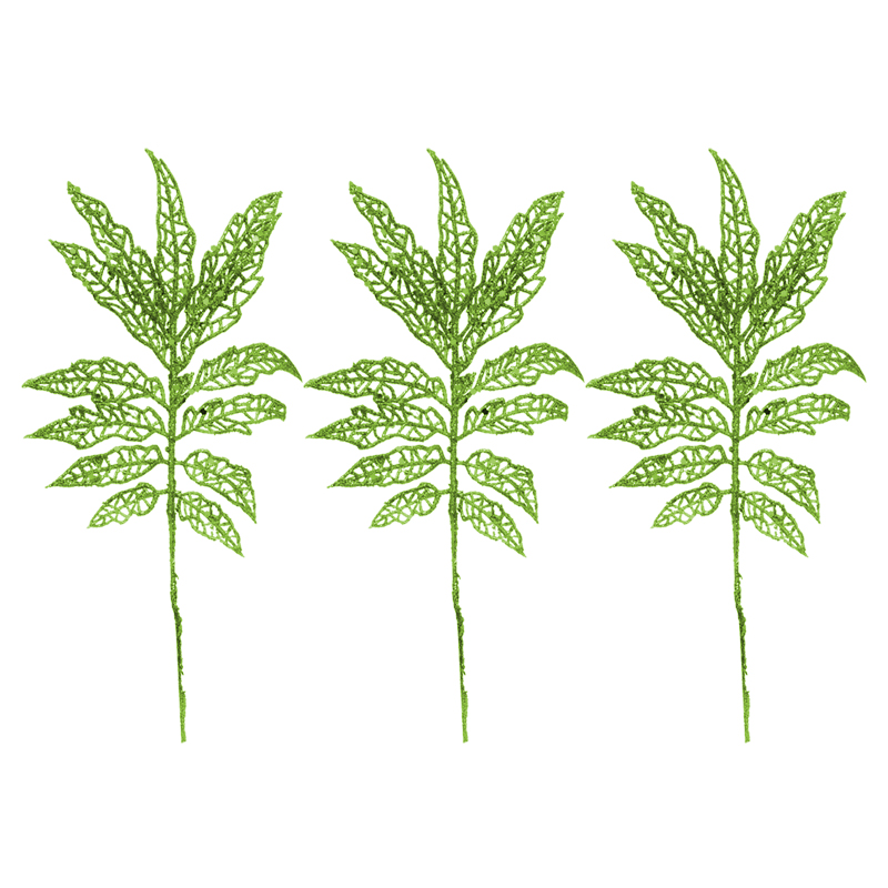 Ramas  Escarchadas Verde  Set de 3 Piezas