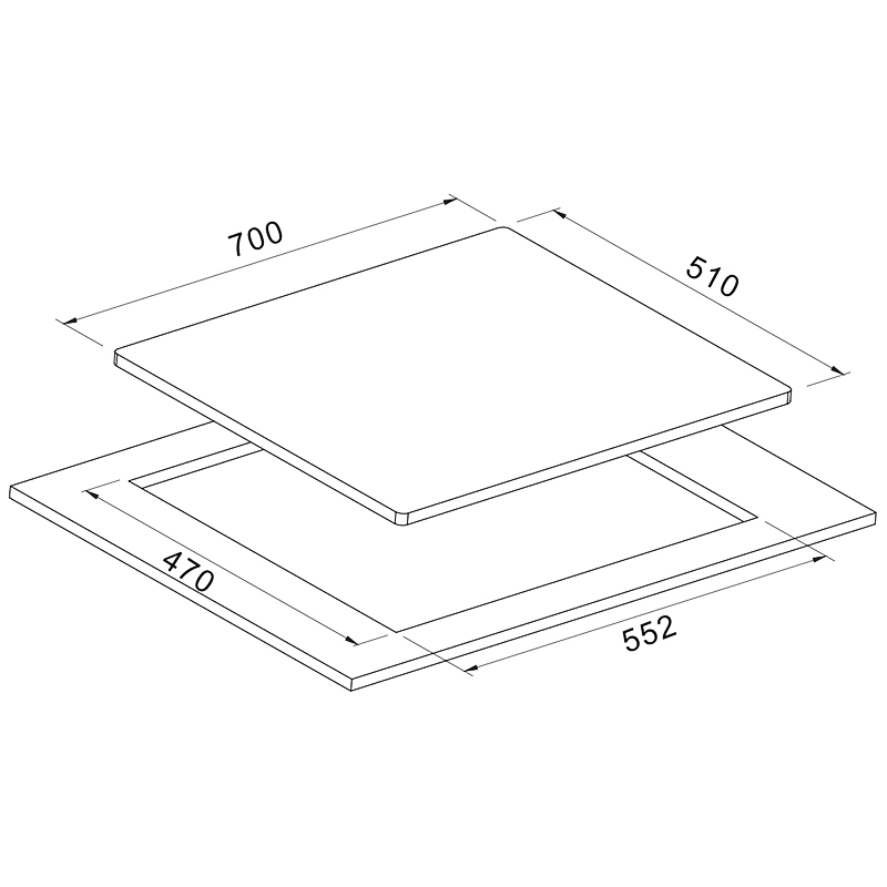Cocina a Gas con 4 Quemadores + 1 Triple Llama 70x51cm Mastermaid
