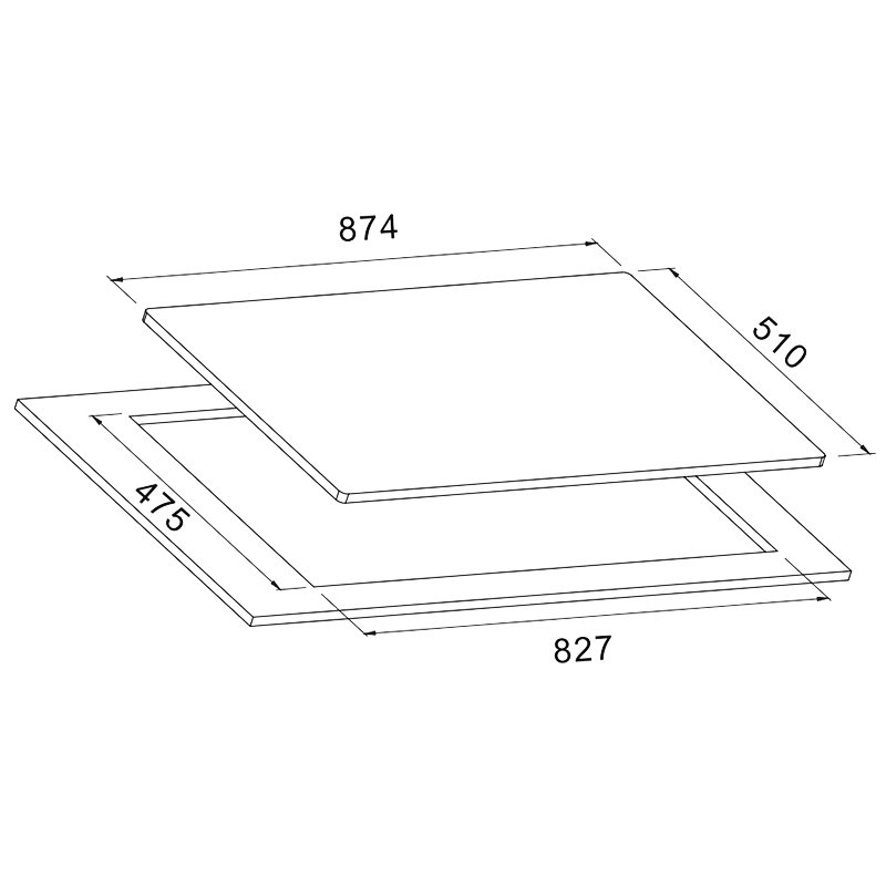 Cocina Mixta con 3 Quemadores a Gas y 2 de Inducción Vitrocerámica de  87.5x51cm Mastermaid