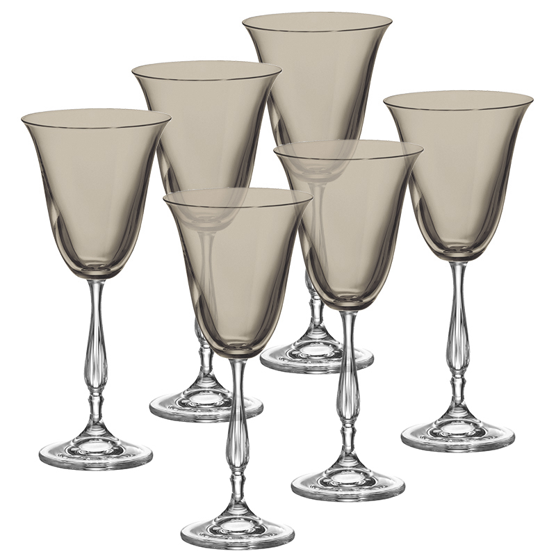 Copas de Cristal Vino Blanco Fregata Bronce 6 Piezas Bohemia