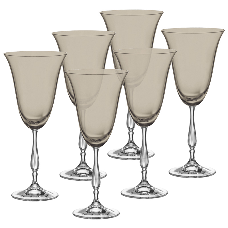 Copas de Cristal Vino Tinto Fregata Bronce 6 Piezas Bohemia
